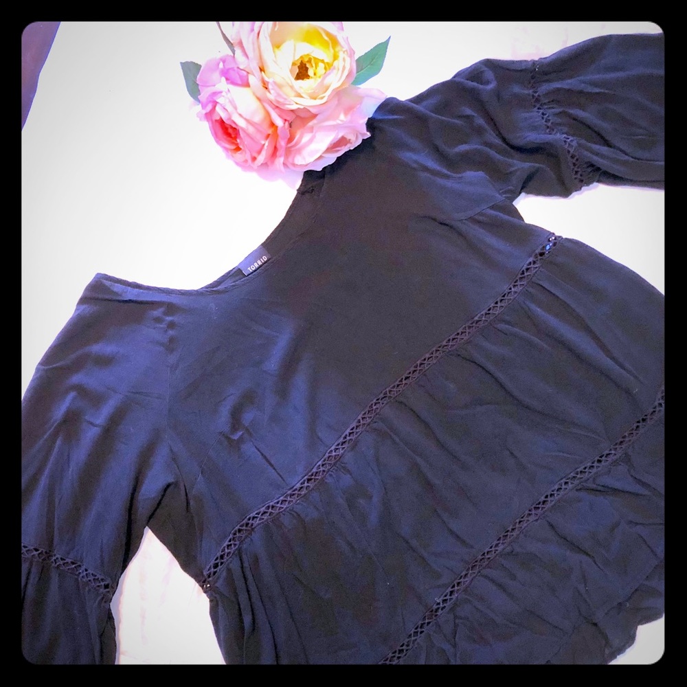 Black boho long sleeve shirt